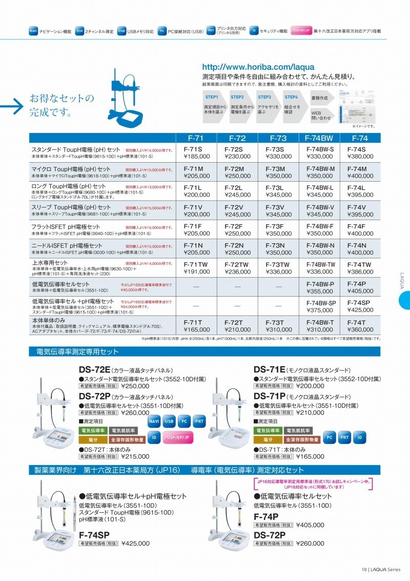 新商品 堀場製作所(HORIBA) 卓上型pHメータ F-72TW 低電気伝導率水・上