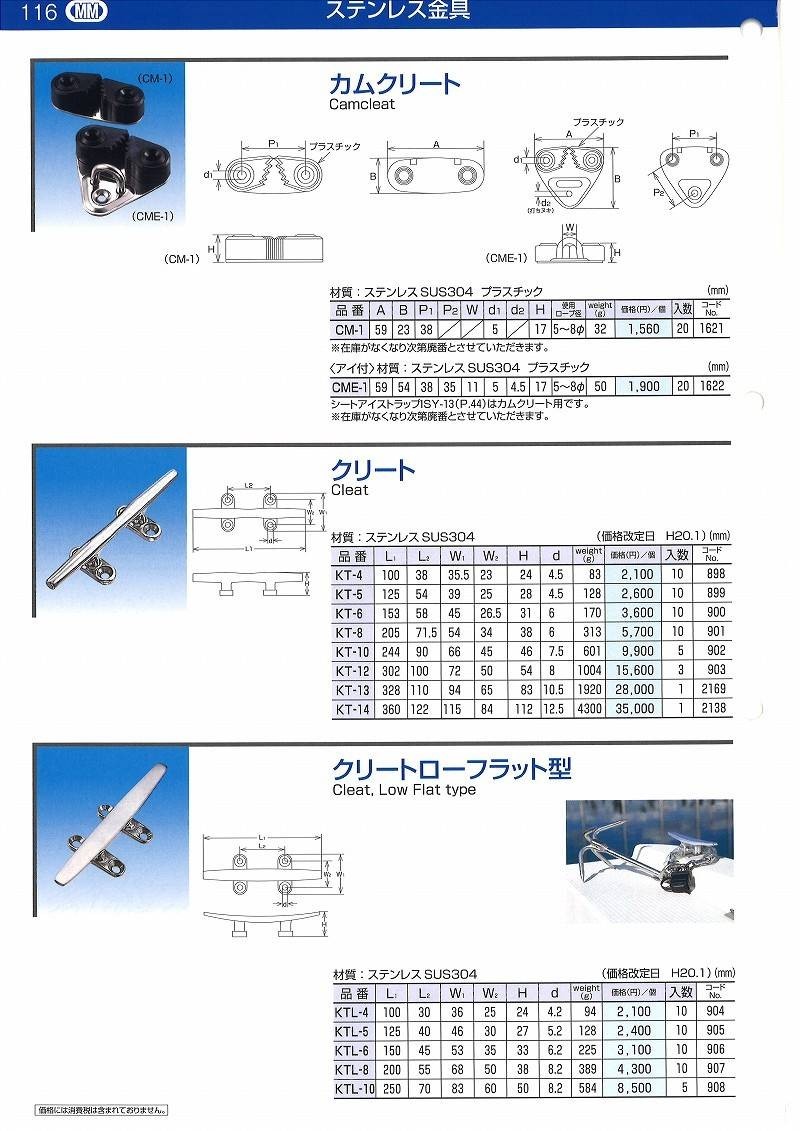 ついに入荷水本機械 ステンレス クリート 1個価格 品番：KT-14 （SUS304） 建築、建設用