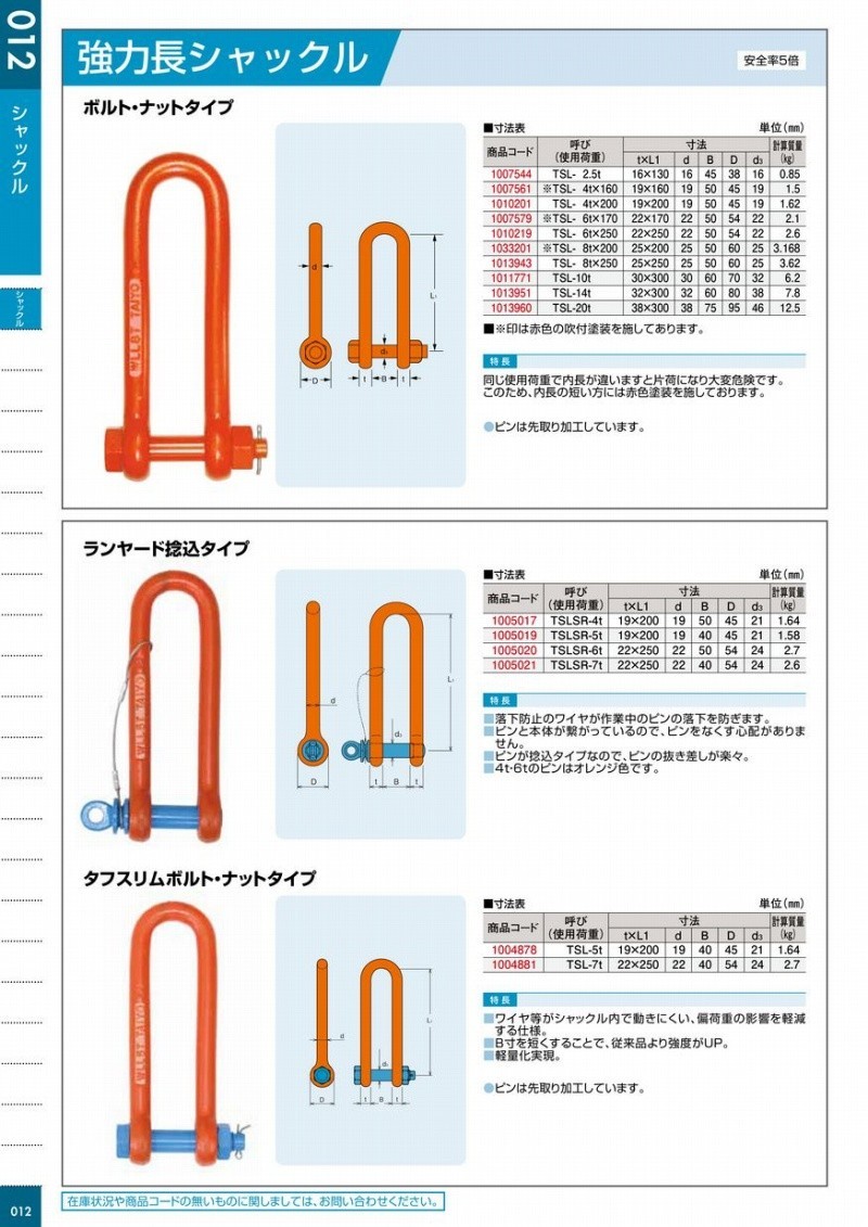 当店だけの限定モデル コンドー 強力長シャックル 捻じ込み式 使用荷重