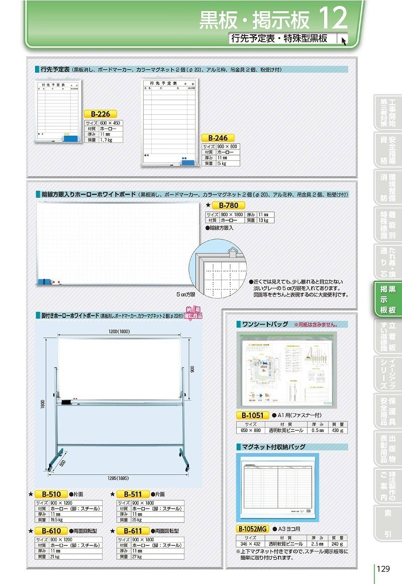 つくし工房 安全標識 B-1051 ワンシートバッグ A1用 ファスナー付 650