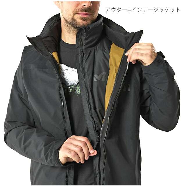 ミレー ジャケット マウンテンパーカー MILLET MIV89552 POBEDA II 3 IN 1 JACKET M ポベダ 2  スリーインワンジャケット メンズ キャンプ キャンプウエア