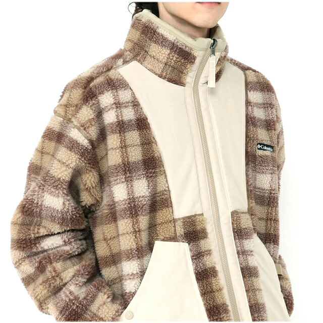 コロンビア フリース アウター ジャケット COLUMBIA  シカゴアベニュー パターンド リバーシブル フリース ジャケット CHICAGO AVENUE PATTERNED REVERSIBLE FLEECE JACKET PM0233 ボア キャンプ 防汚撥水撥油 防風 ストレッチ オムニシールド オムニウインドブロック BBQ 