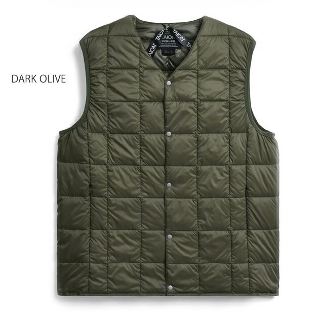 インナー ダウン ベスト TAION-001 TAION V NECK DOWN VEST タイオン Vネック ダウン ベスト 前あき キャンプ アウトドア高品質 リーズナブル 800FLP