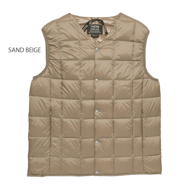 インナー ダウン ベスト TAION-001 TAION V NECK DOWN VEST タイオン Vネック ダウン ベスト 前あき キャンプ アウトドア高品質 リーズナブル 800FLP