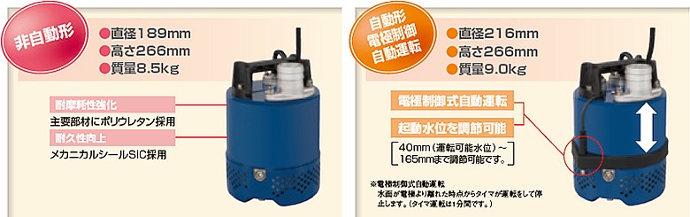 エバラ 自動形 水中ポンプ 50EZA5.45S 50mm 電源：100V 50Hz(東日本用