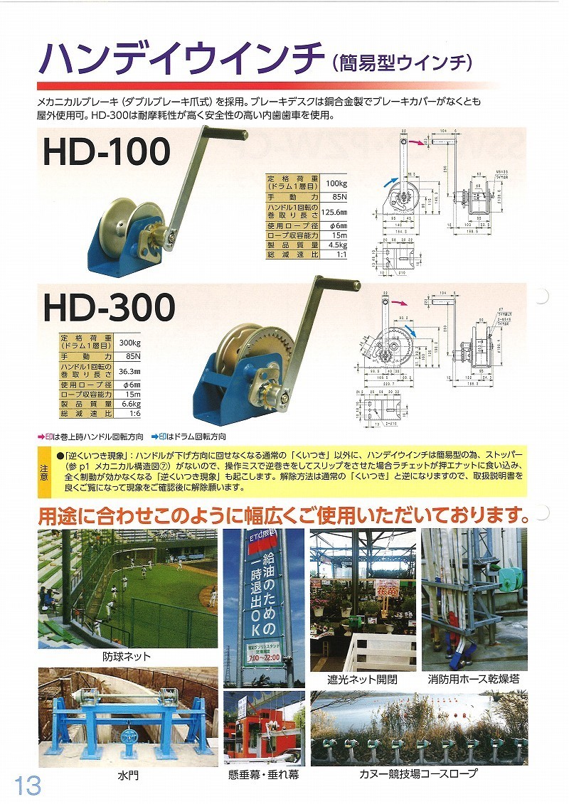 富士製作所 手動ウインチ ハンディウインチ HD-300 :fuji-hd-300