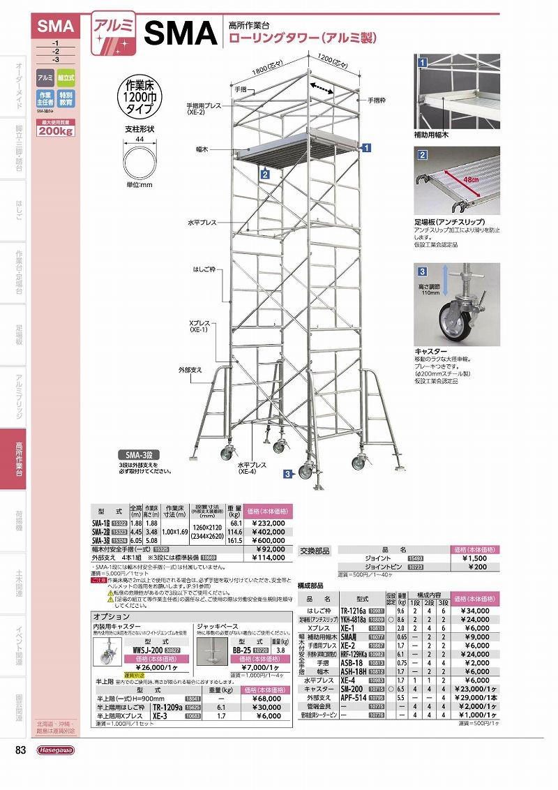 新しく着き 長谷川工業 足場板 アルステージ 片面使用タイプ 全長3m