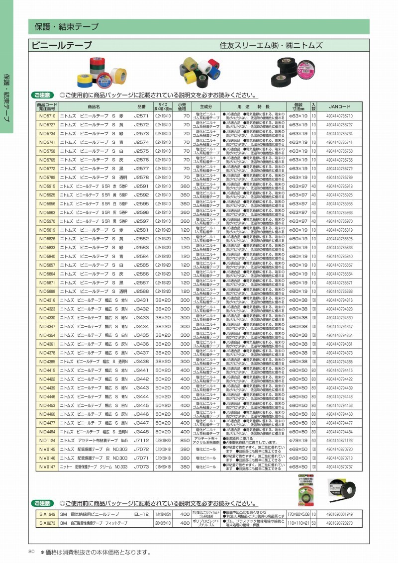 無料長期保証無料長期保証ニトムズ(日東電工) ビニールテープ S 緑 J2583 0.2mm×19mm×20m 電動工具 新潟精機 BeHAUS カプラーソケット バラ 22SF