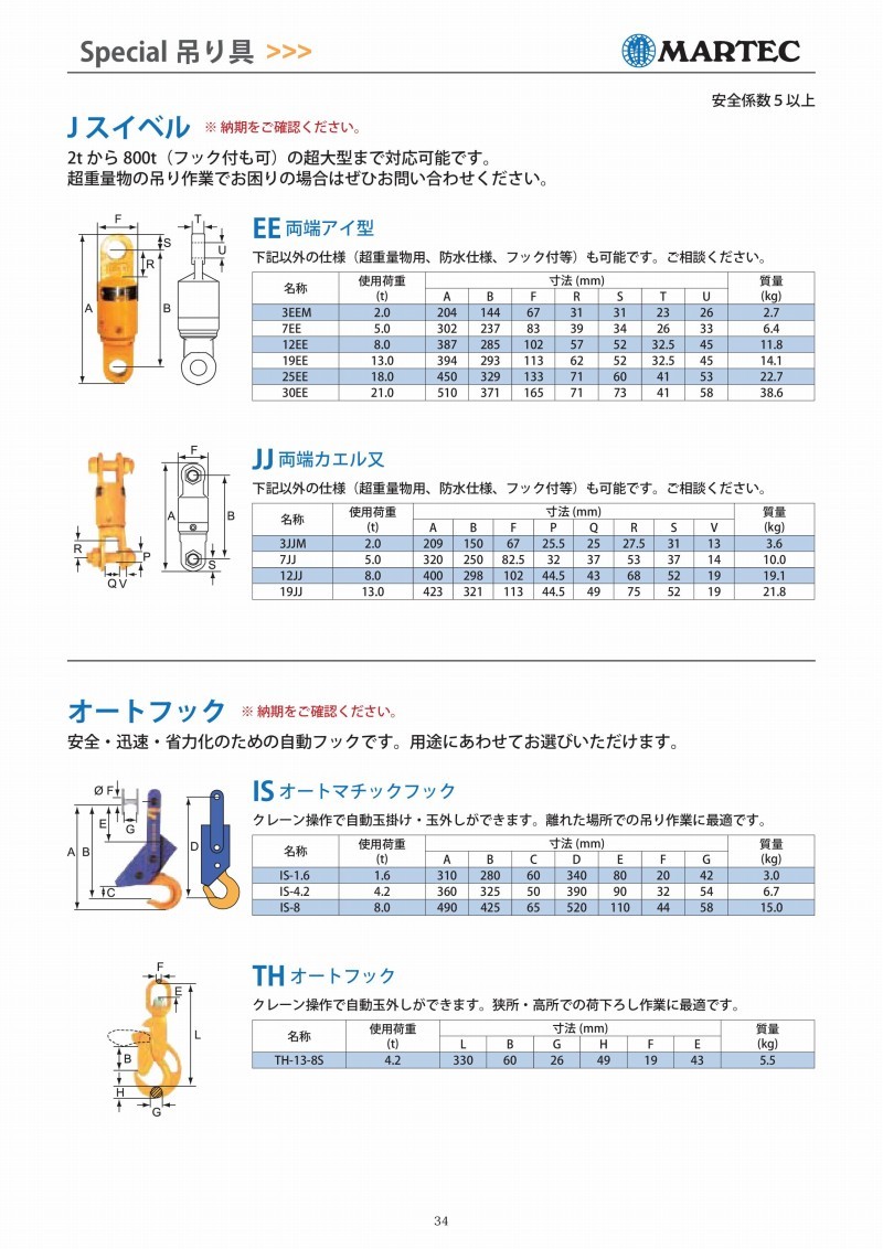 2023爆買い マーテック オートフック TH-13-8S 使用荷重：4.2t