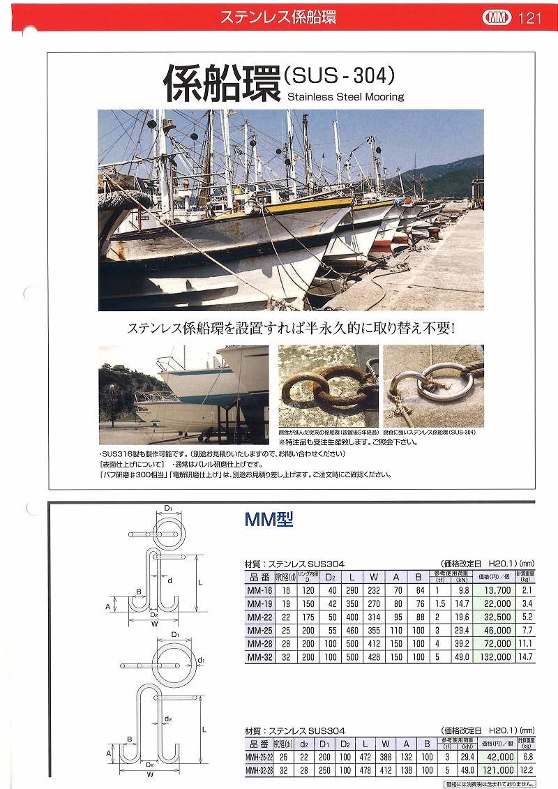 お気にいる 係船環 MM-16 SUS-304ステンレス 水本機械製作所 マリン