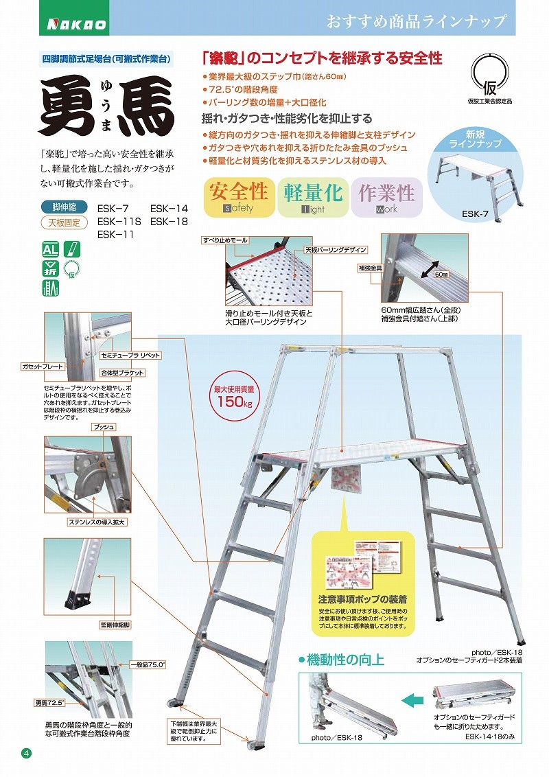 四脚調節式足場台 勇馬 ESK-11 - 通販 - taku.gr.jp