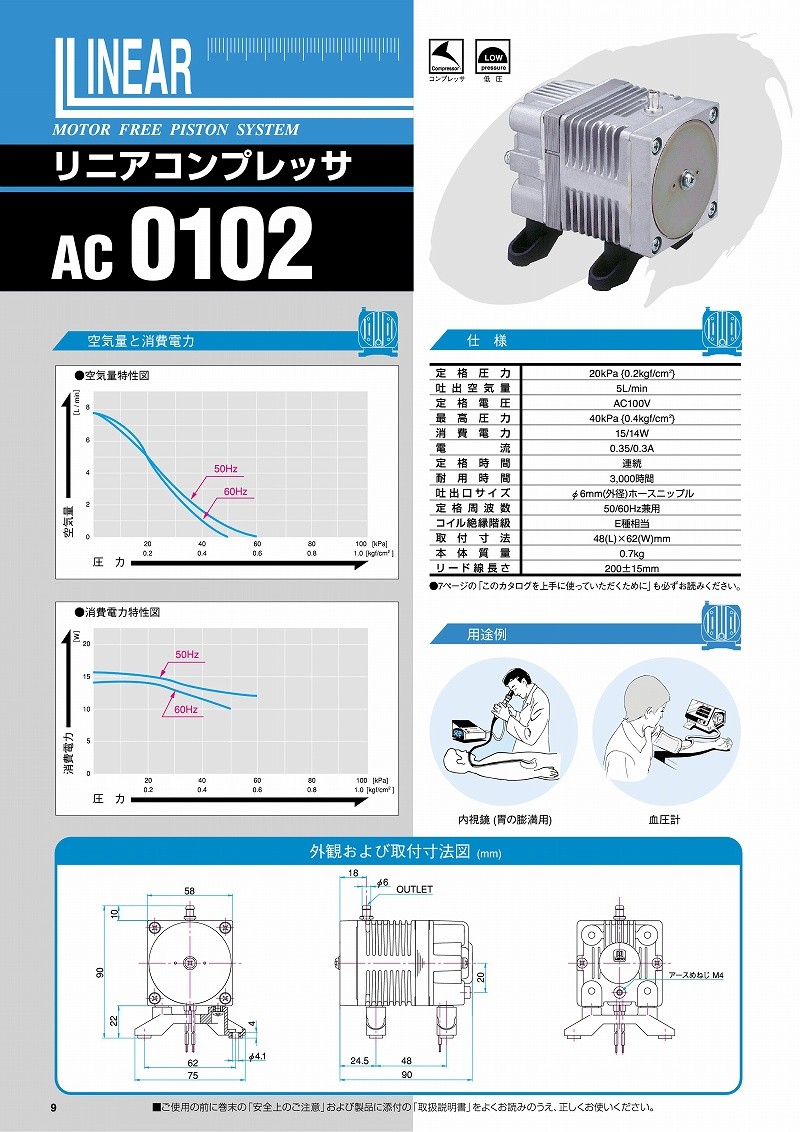 日東工器 低圧用リニアコンプレッサ AC0102 (No：04668) : nitto-a03