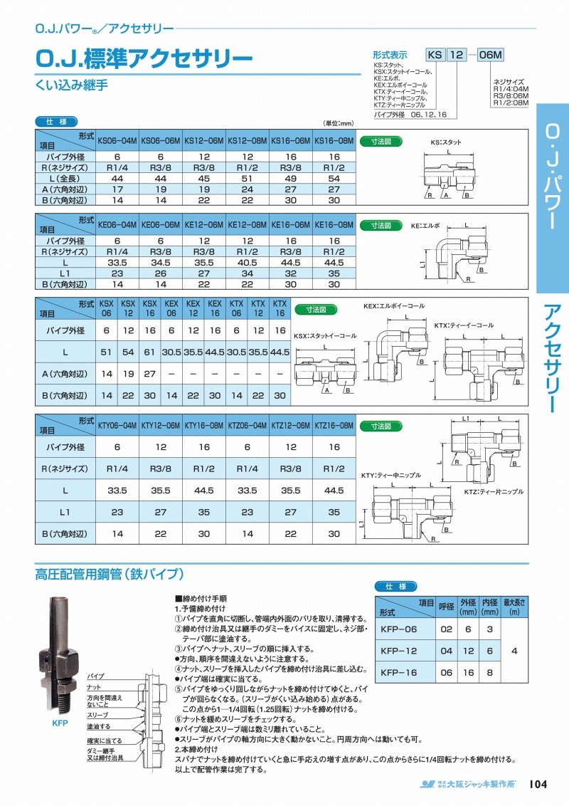 ずっと気になってた 大阪ジャッキ製作所 KE16-06M エルボ くい込み継手 tronadores.com