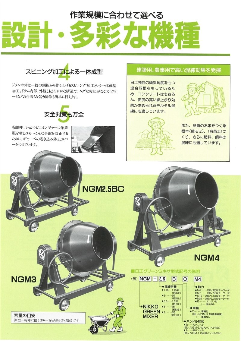 ランキング総合1位 トンボ工業 ミキサ NGM 車輪付き （モーター・エンジン別途）本体のみ[送料別途お見積り] 農業用 