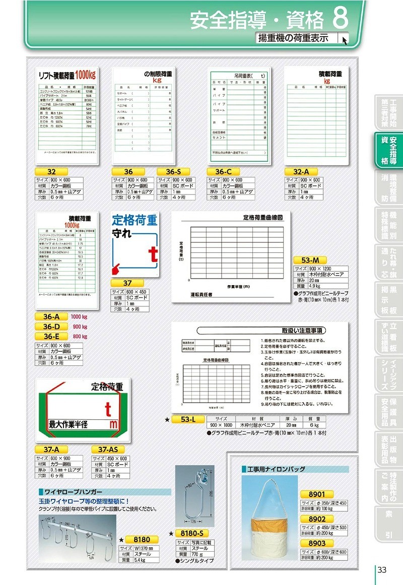 セール(SALE)開催中！ファッション通販 安全標識 つくし工房 36-A 揚重機の荷重表示 『積載荷重1000kg』 安全標識