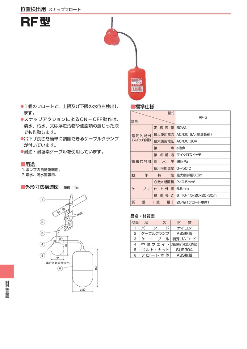 おしゃれ ツルミポンプ 鶴見製作所(ツルミポンプ) MF-HT型ミニフロート