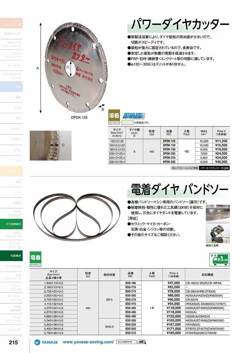 最新品格安 柳瀬(ヤナセ) 電着ダイヤ バンドソー #80 母材SKS-5 5790