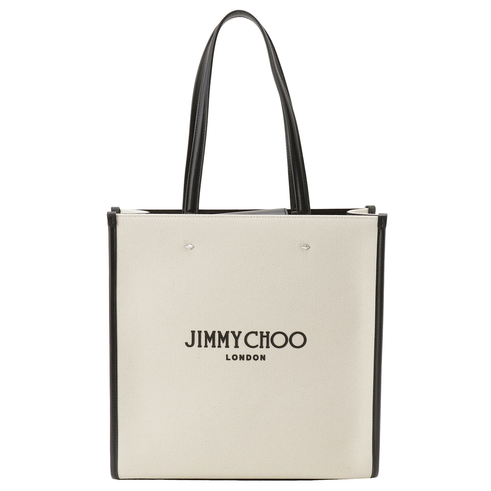 ジミーチュウ JIMMY CHOO バッグ トートバッグ キャンバス ミディアム bbjm00226l N/S TOTE M CZM NATURAL BLACK SILVER トート 人気 ブ JIMMY CHOO（ジミーチュウ） JIMMY CHOO N/S TOTE M CZM NATURAL BLACK
