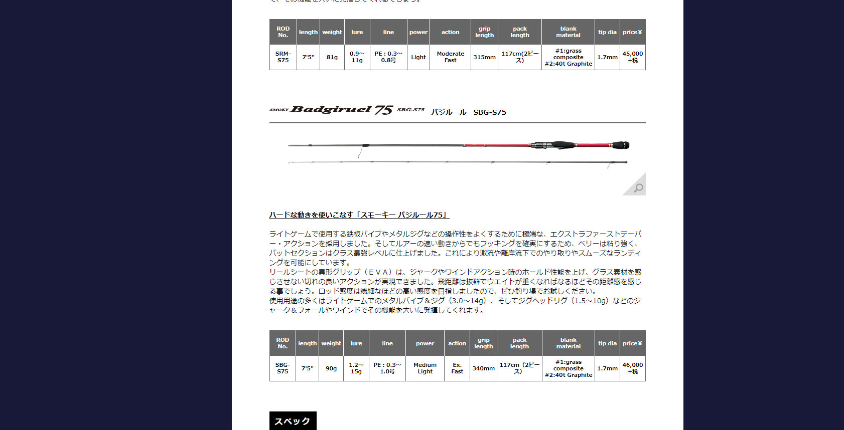 30%OFFセール】 スモーキー ラミアス75 SRM-S75 スミス : シマヤ