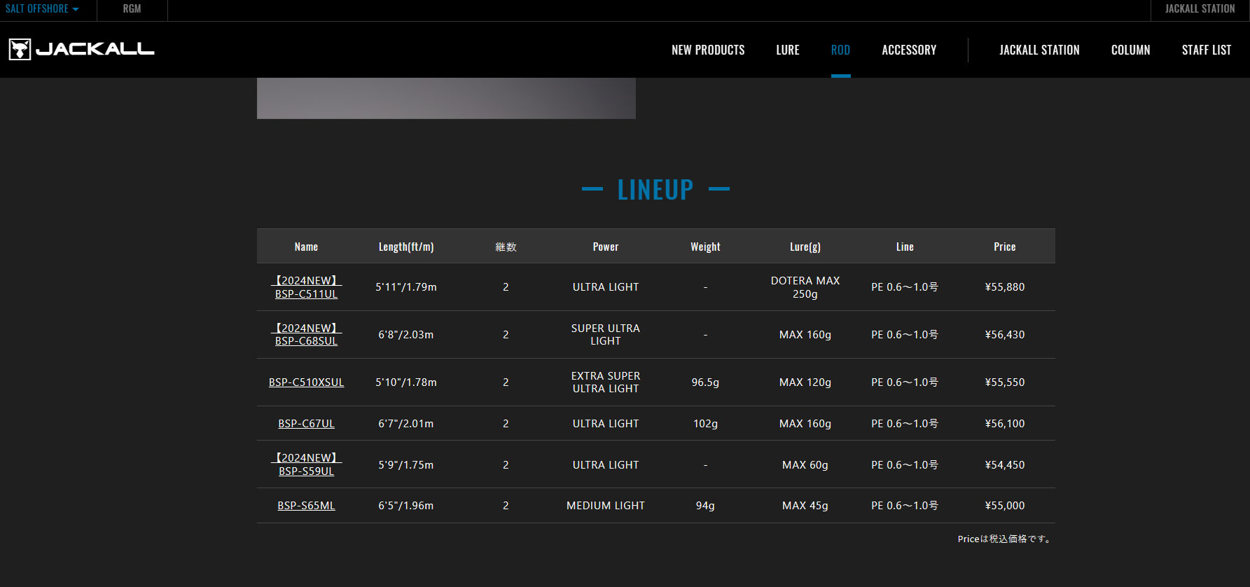 BSP-C68SUL ビンビンスティック シュプリーム ジャッカル (ベイト