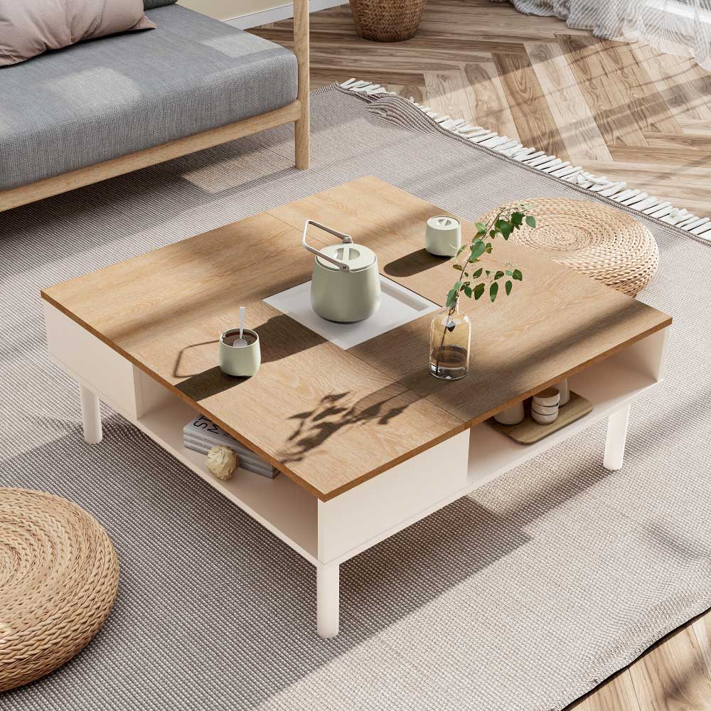 ローテーブル 階層設計 木制センターテーブル コーヒーテーブル-