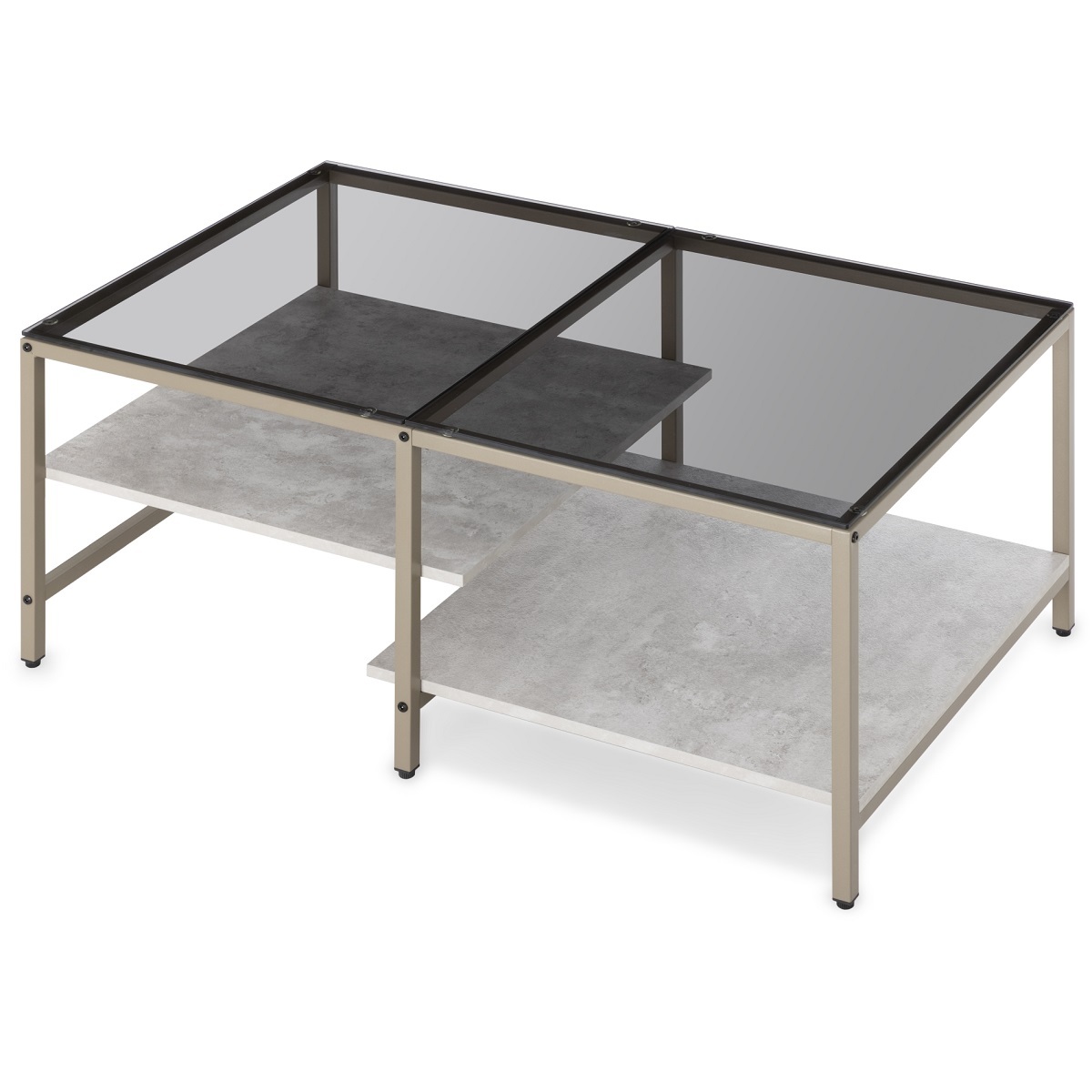 HOMOOI ガラステーブル ローテーブル 二段収納 強化ガラス センターテーブル スタイリッシュ 収納付き 幅100×奥行60×高さ45cm 頑丈  サペリH12E3100Q