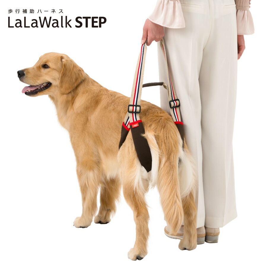 介護ハーネス LaLaWalk STEP  中型犬・大型犬用 フレンチカフェオレ 2TE0011-28 歩行補助 高齢犬 シニア 散歩 後ろ足 介護用