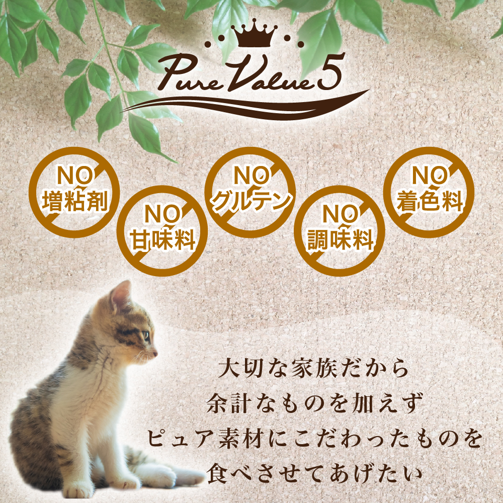 ねこみ〜る 無添加ピュア PureValue5 サーモン 40g 猫用 おやつ 一般食 ミール ごはん 国産 日本産 ペースト パウチ レトルト 成猫 高齢猫 シニア ご褒美｜five-1｜02