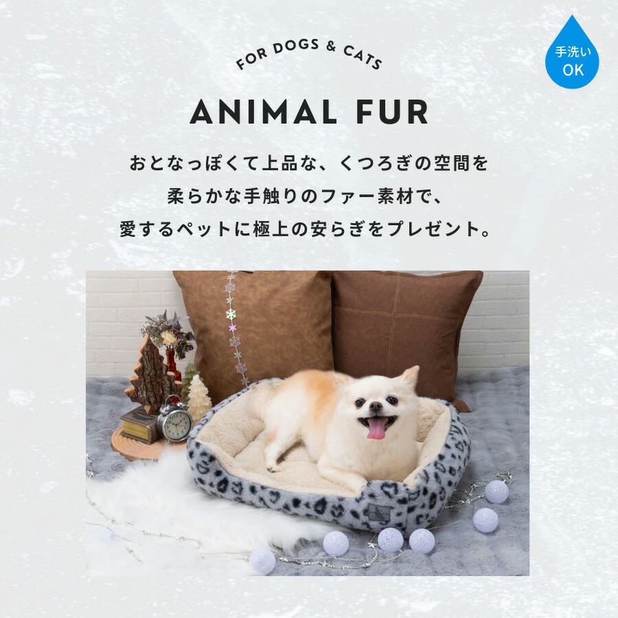 ペット アニマルファー スクエアベッド Sサイズ 超小型犬〜小型犬・猫 ペットベッド 洗える お洒落 小型犬 犬用 猫用 tassu タッス 小泉ライフテックス |  | 01