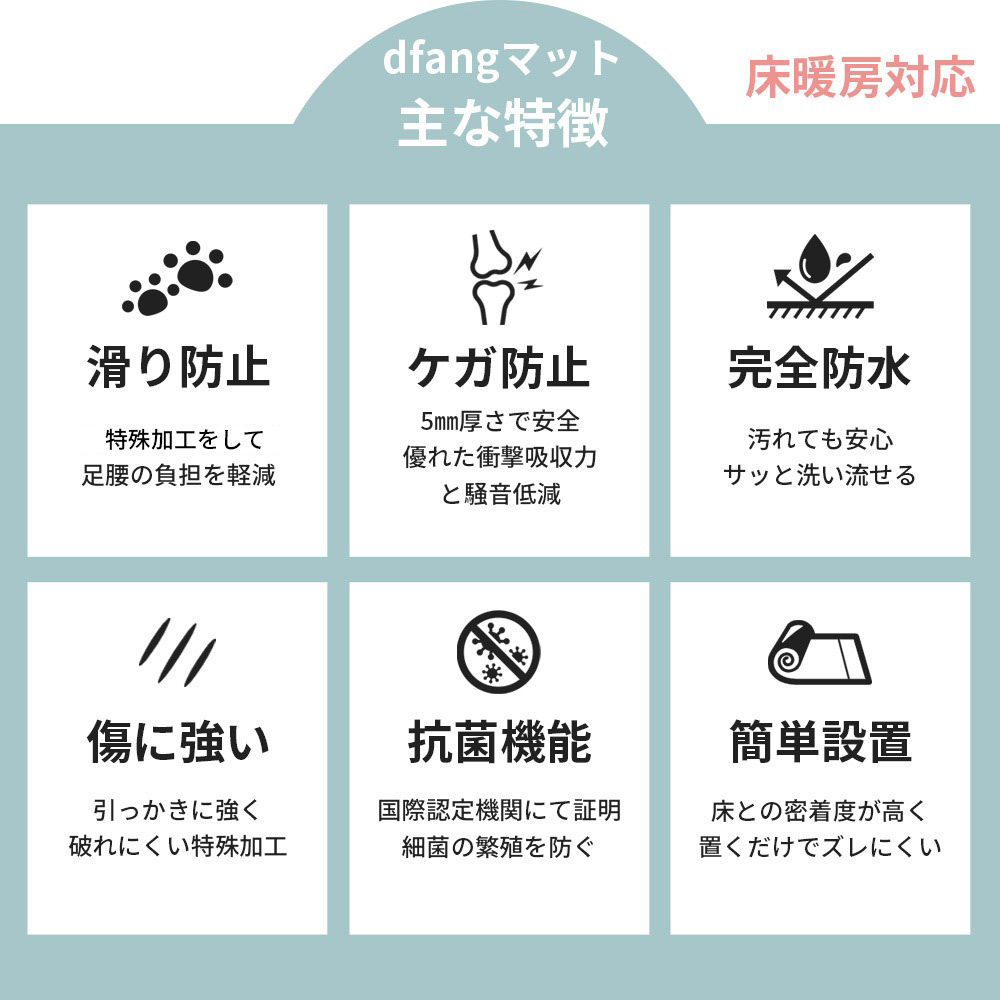 足腰を守る dfang ペットプレイマット 70×240cm 折り畳み 防水 滑り止め 犬 猫 床暖房 洗える 廊下 抗菌 怪我防止 関節保護 老犬 介護 pvc 正規品 関連画像2