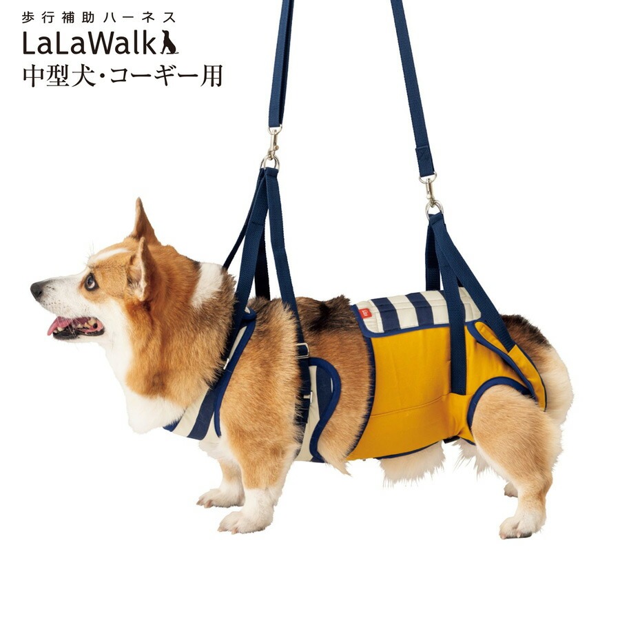 歩行補助ハーネス LaLaWalk 中型犬・コーギー用 ボーダーミモザ