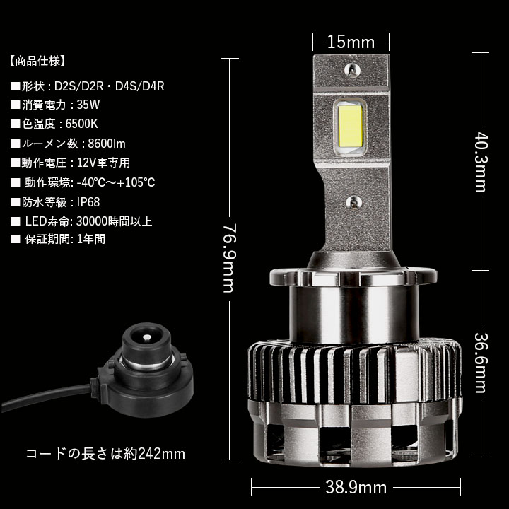 クラウン 17系 18系 200系 210系 純正HIDを明るくLED化 LEDヘッド