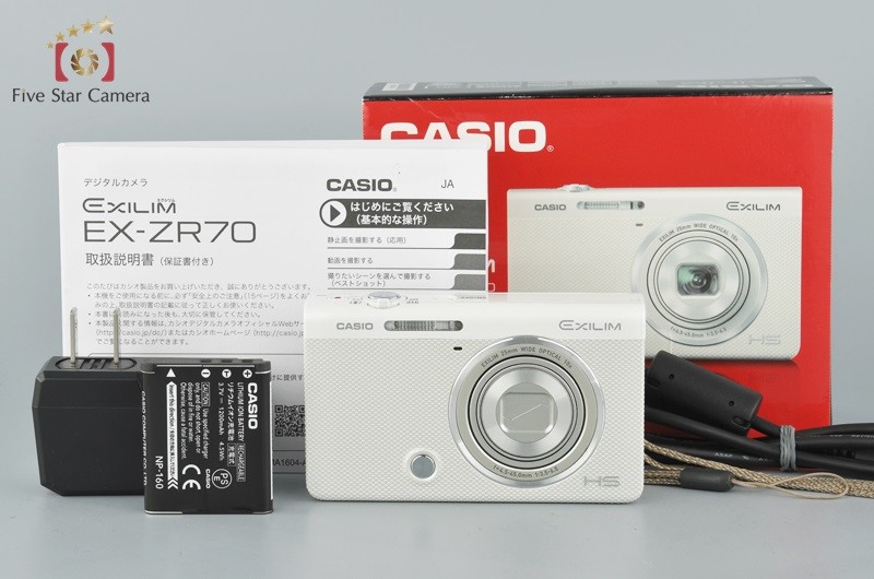 【中古】Casio カシオ EXILIM EX-ZR70 ホワイト コンパクト 