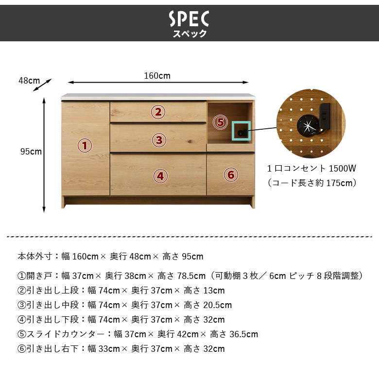 未来商会 キッチンカウンター キッチン収納 幅160cm レンジ台 食器棚
