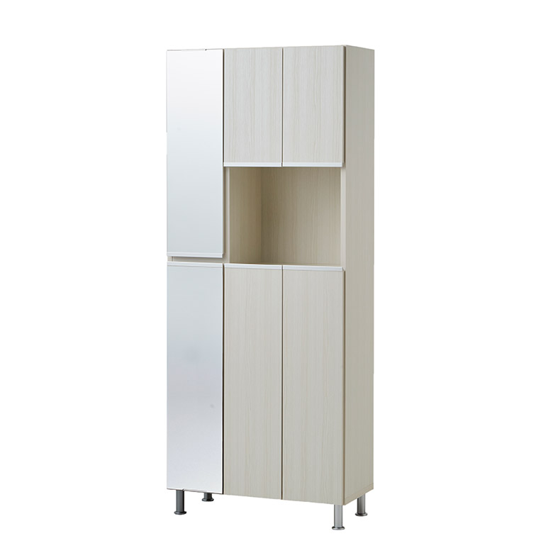 未来商会 シューズボックス 下駄箱 靴箱 幅75cm ミラー付き 全身鏡付き