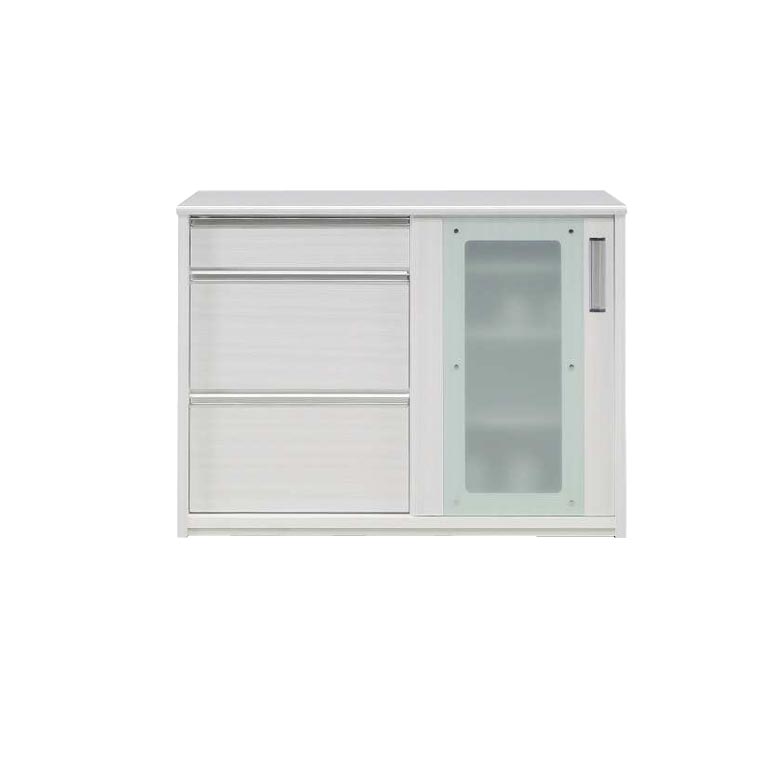 キッチンカウンター 食器棚 収納 完成品 キッチン収納 キッチンボード 幅120 レンジ台 おしゃれ ロータイプ 引き戸 日本製 フルオープンレール 国産 白_1