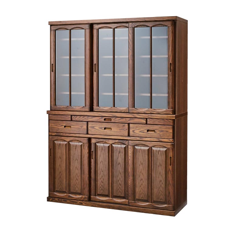 未来商会 食器棚 キッチン収納 おしゃれ 幅135 完成品 キッチンボード