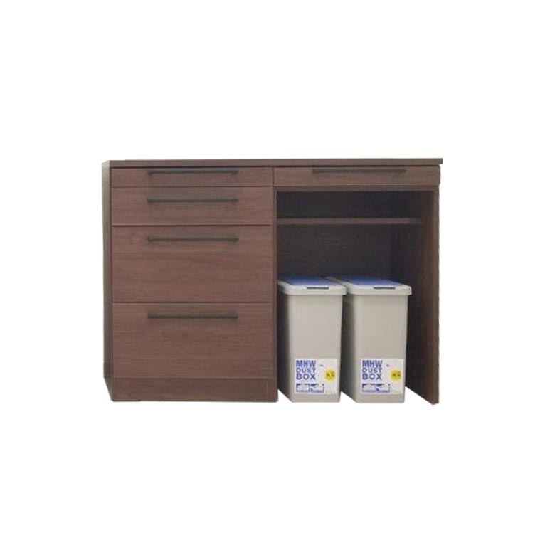 キッチンカウンター レンジ台 間仕切り 幅120 食器棚 ダストボックス キッチン収納 120 ゴミ箱 目隠し 120cm 白 ホワイト ブラウン | 未来商会 | 01