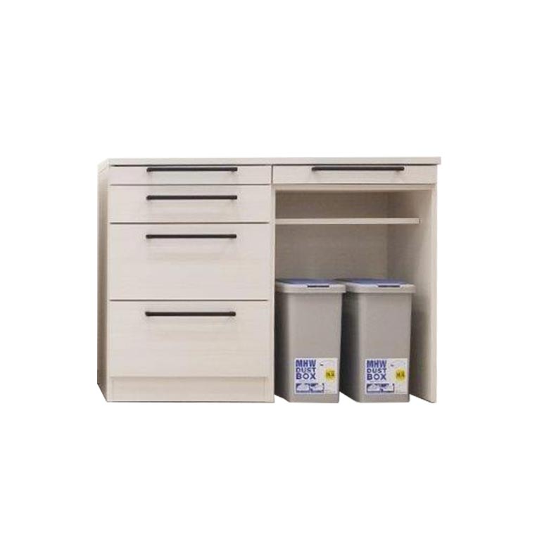 キッチンカウンター レンジ台 間仕切り 幅120 食器棚 ダストボックス キッチン収納 120 ゴミ箱 目隠し 120cm 白 ホワイト ブラウン | 未来商会 | 02