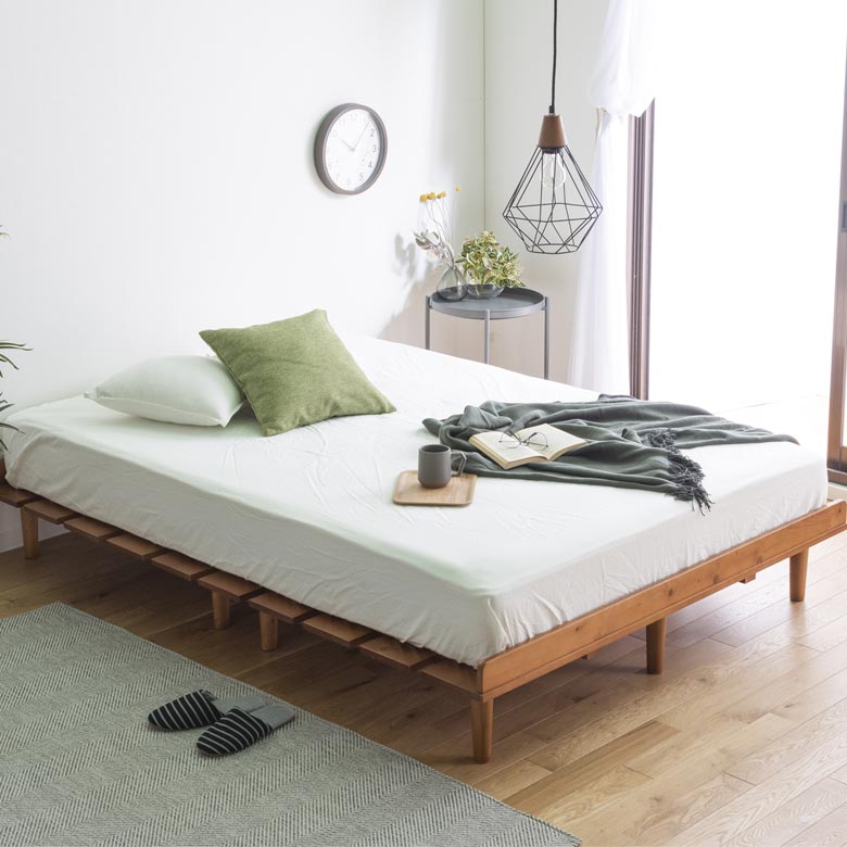 未来商会 ワイドダブルベッド すのこベッド マットレス付き ベッド