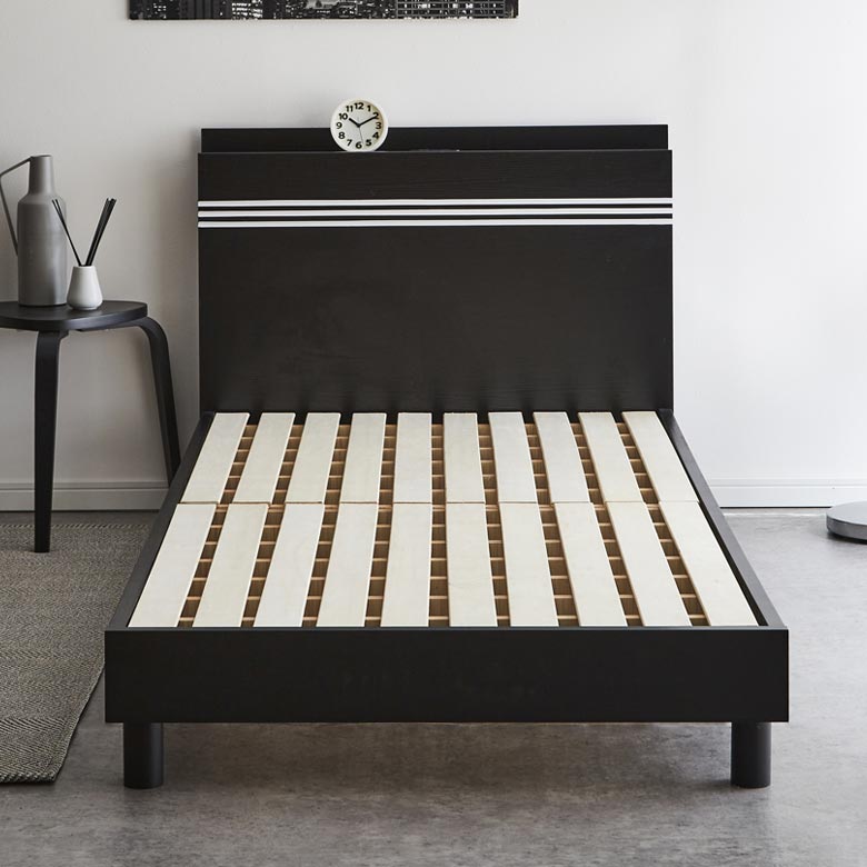 シングルベッド おしゃれ ベッドフレーム シングル ベッド すのこ床板 サイズ 一般的 フレーム コンセント付き ブラック ホワイト｜fiveseason｜02