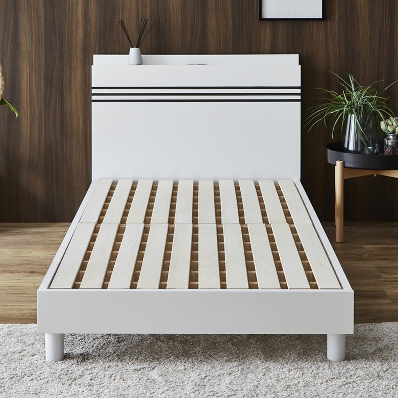 シングルベッド おしゃれ ベッドフレーム シングル ベッド すのこ床板 サイズ 一般的 フレーム コンセント付き ブラック ホワイト｜fiveseason｜03