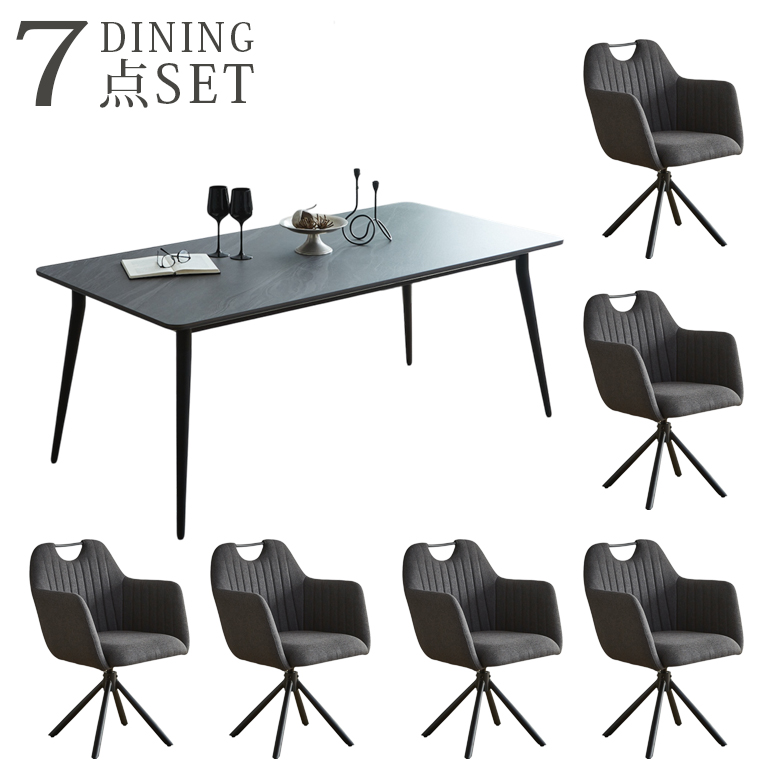 NEW 黒の長方形テーブルと椅子セットセラミックダイニングテーブル 5