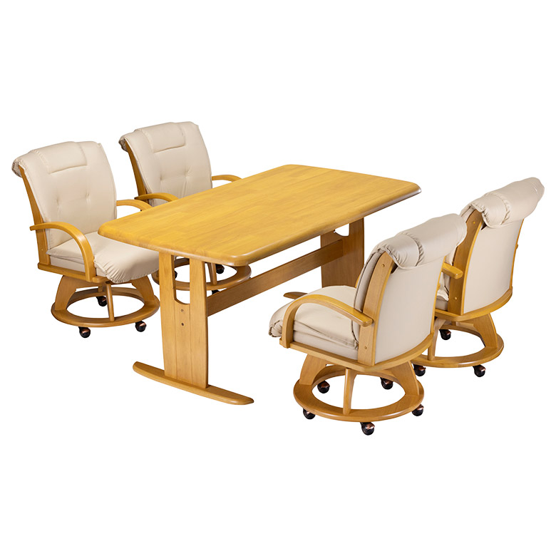 ダイニングテーブルセット 4人掛け 幅150cm 回転式 ダイニングチェア 4