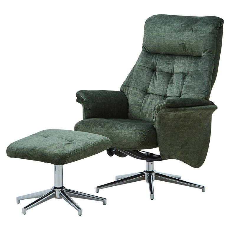 リクライニングチェア パーソナルチェア 回転式 一人掛け オットマン