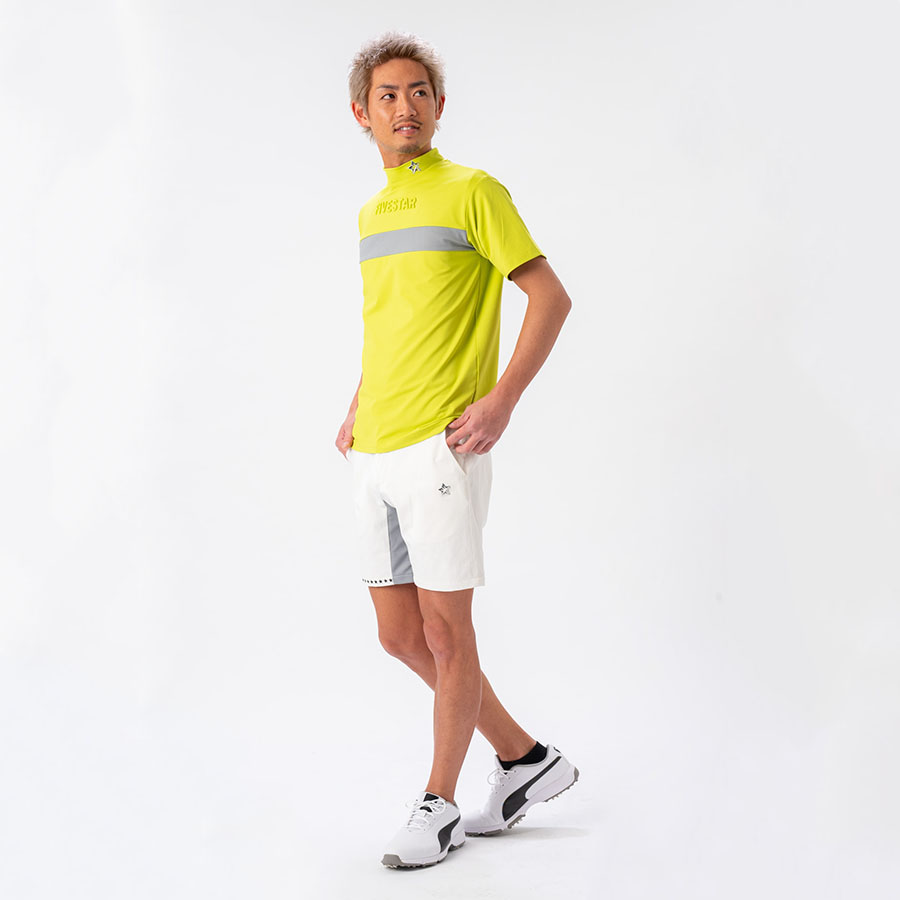 FIVE STAR モックネック ゴルフウェア 半袖 メンズ シャツ ストレッチ