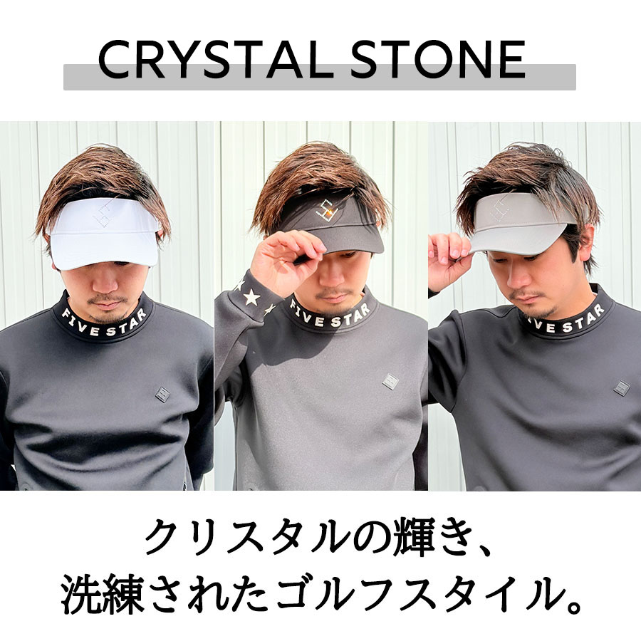 FIVE STAR サンバイザー メンズ ゴルフ バイザー ロゴ クリスタル