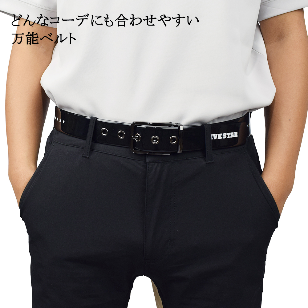 FIVE STAR ベルト ゴルフ メンズ ビニールベルト スター パターン ロゴ