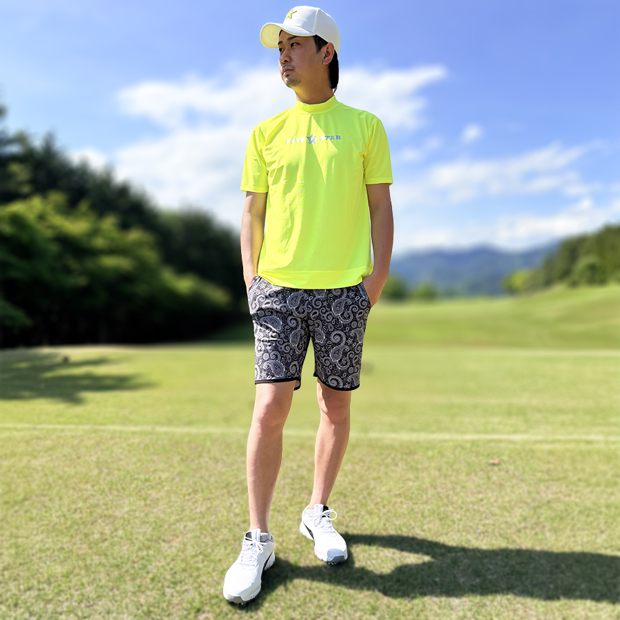 【極美品】PAPAS+ ゴルフスラックスパンツ 刺繍ロゴ 希少モデル 50 FIVE STAR ハーフパンツ メンズ ゴルフ ショートパンツ ゴルフウェア
