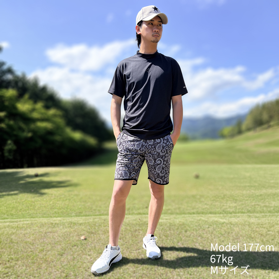V12 ゴルフ ショートパンツ スター柄 メンズ FIVE STAR ハーフパンツ メンズ ゴルフ ショートパンツ ゴルフウェア